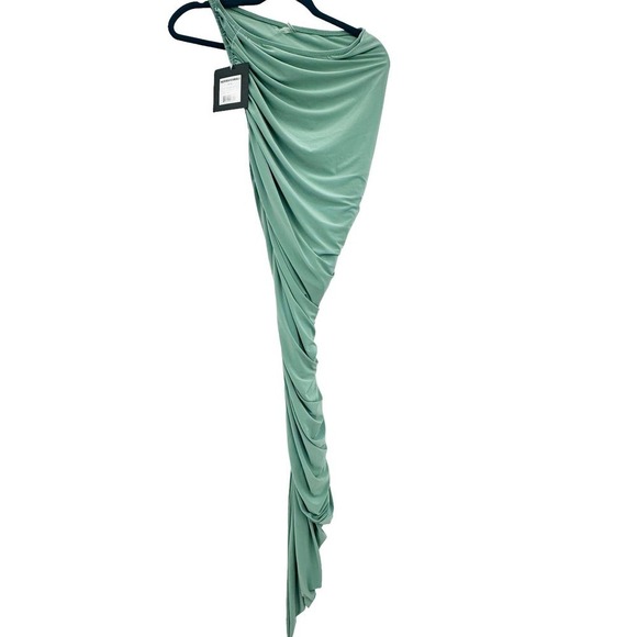 Norma Kamali One Shoulder Asymmetrical Diana Gown in Vintage Mint Size S NWT - Picture 5 of 12